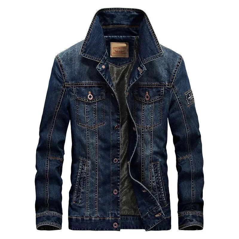 Men's Casual Denim Jacket Collared Outerwear Spring Autumn Winter New Style Large Size Trendy Men's Top 66008A