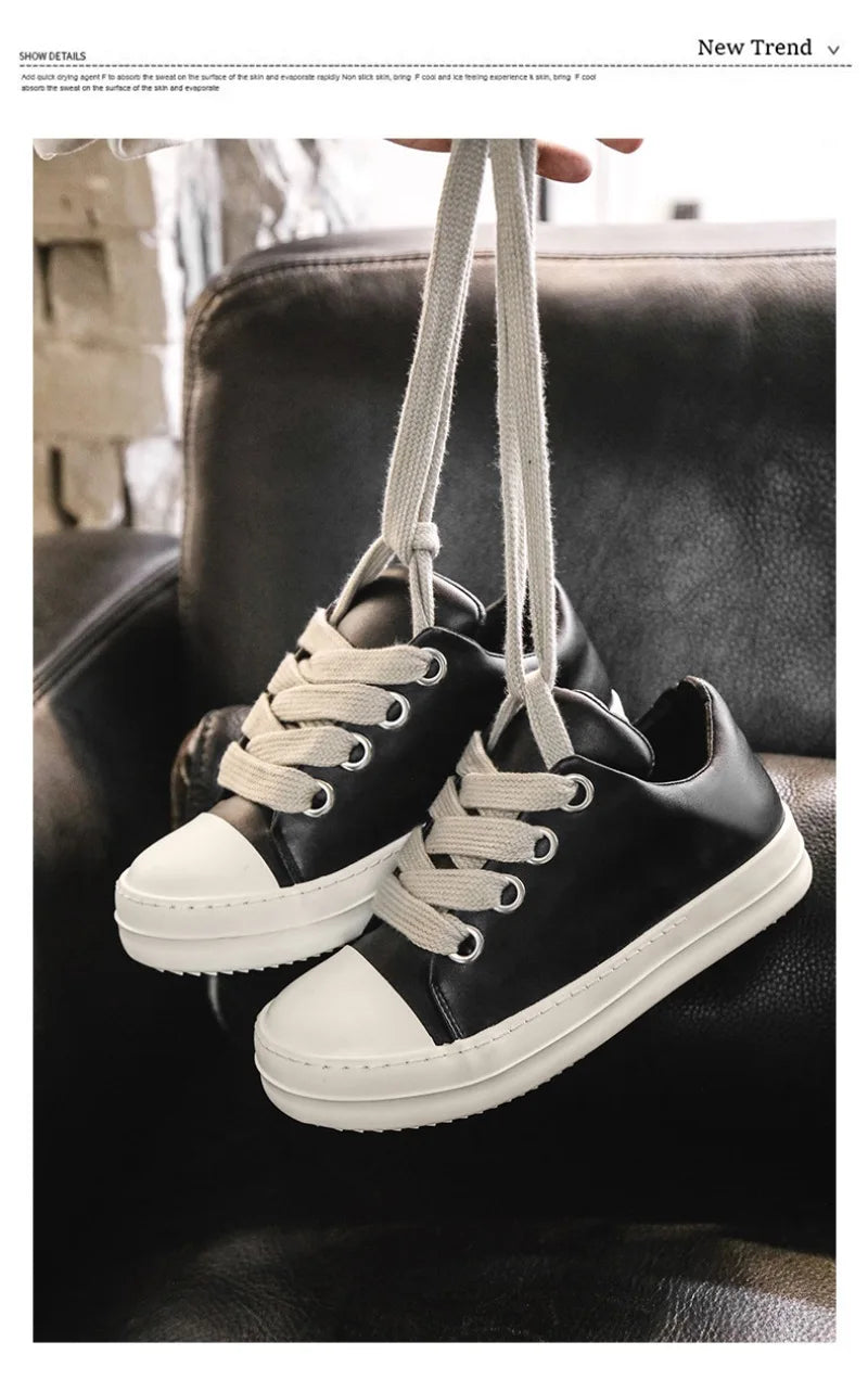 2025Men's Sneakers High Quality Leather Casual Shoes Fashion Couple Street Skate Shoes for Men Lace Up Walk Flats Zapatos Hombre