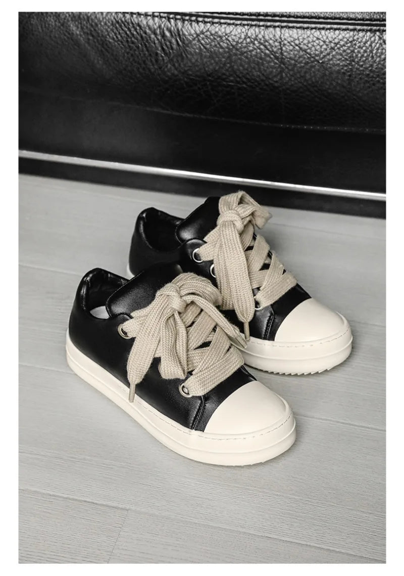 2025Men's Sneakers High Quality Leather Casual Shoes Fashion Couple Street Skate Shoes for Men Lace Up Walk Flats Zapatos Hombre