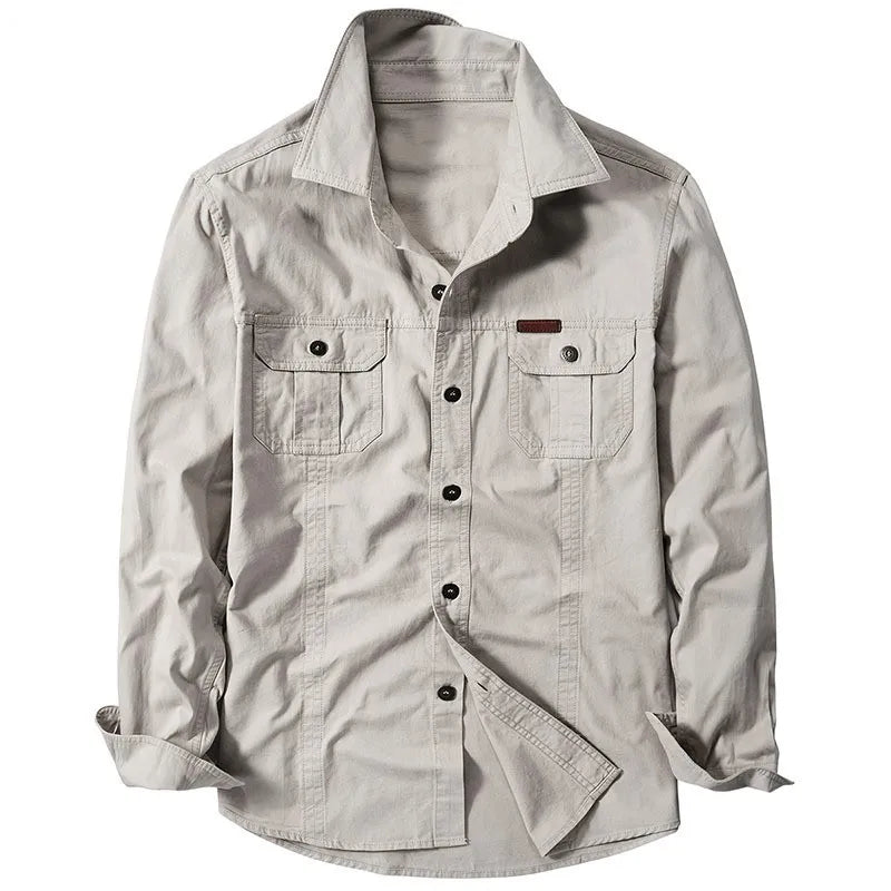 New Men's Spring Multi-pocket Military Tactical Shirts Male Autumn Breathable Blouse Long Sleeve Working Camisa Cargo Shirts