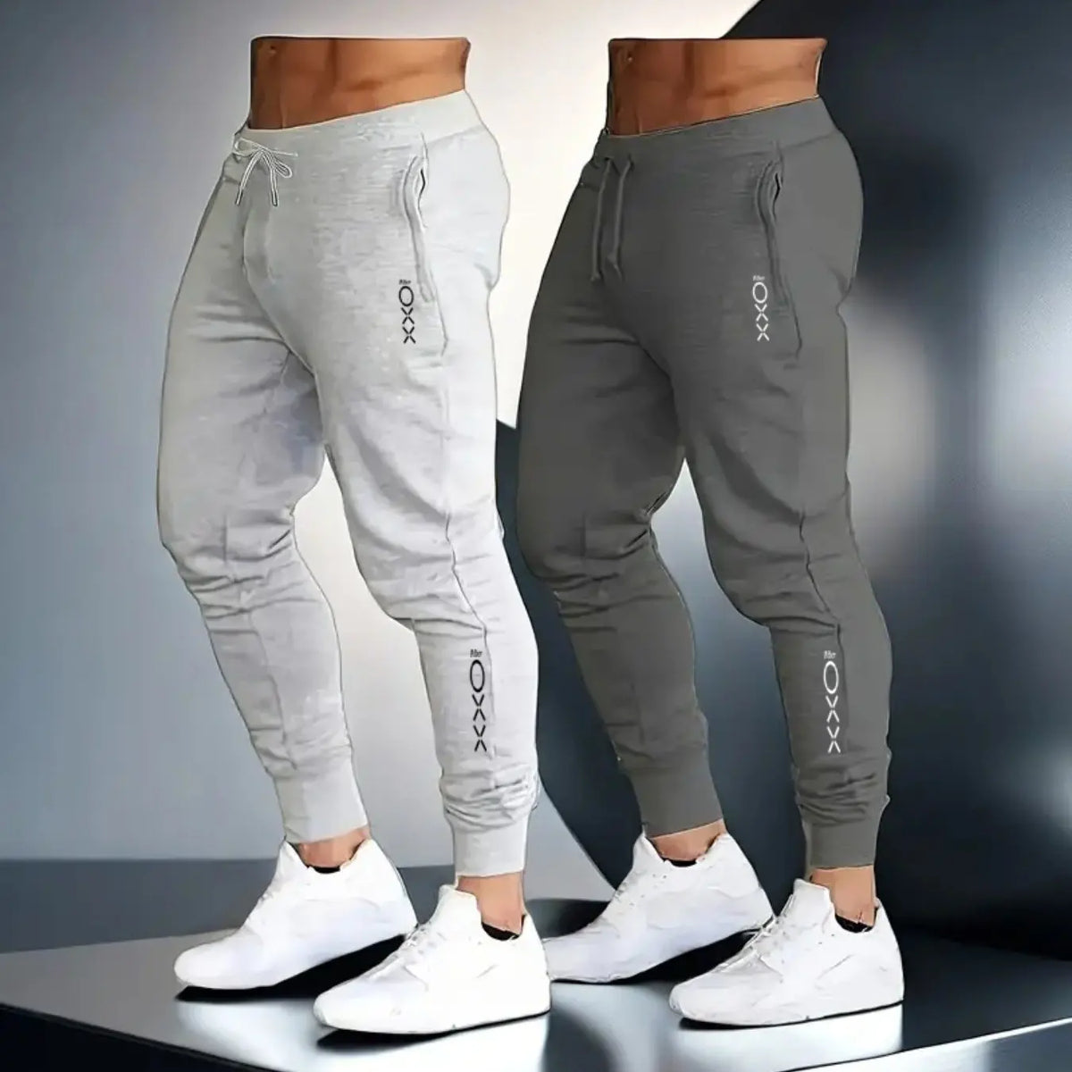 Men's 2-Pack Printed Casual Joggers, 100% Polyester, Soft Breathable Lightweight Fabric, Loose Fit Stylish Sports Trousers
