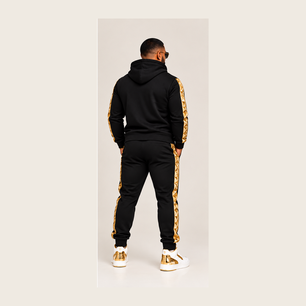 Dynasty Elite Black & Gold men's full jogger set — back