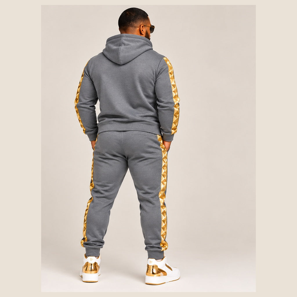 Dynasty Elite Grey & Gold men's full jogger set — back