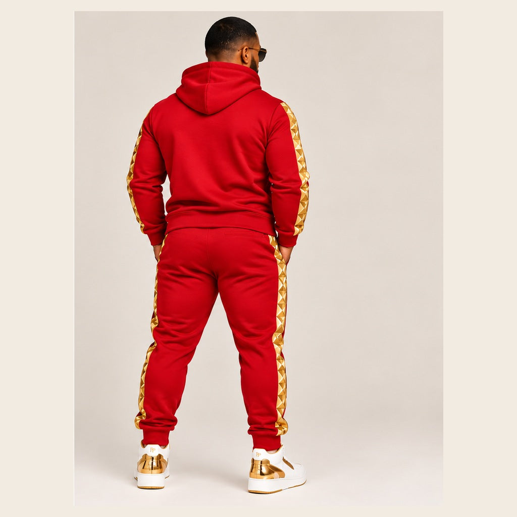 Dynasty Elite Red & Gold men's full jogger set — back