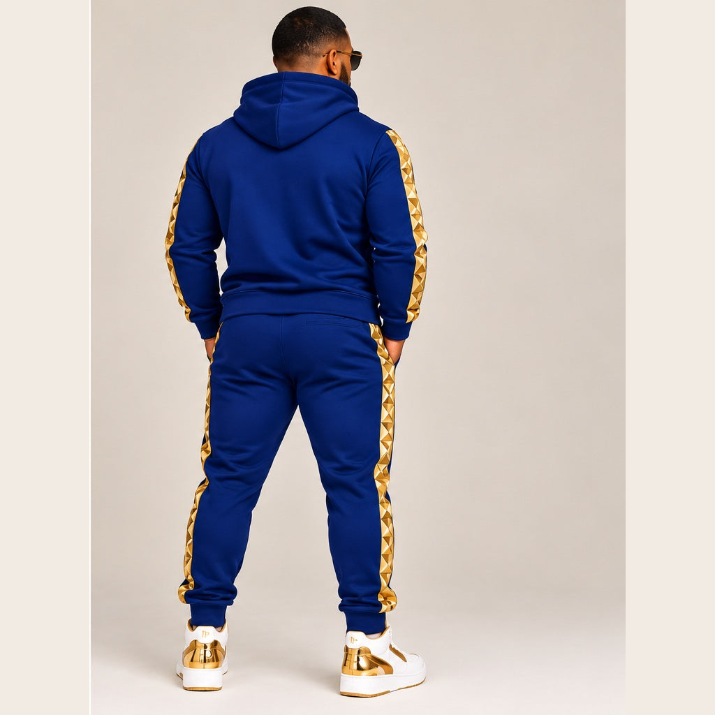 Dynasty Elite Royal Blue & Gold men's full jogger set — back