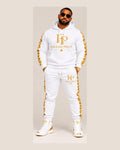 Dynasty Elite White & Gold men's full jogger set — front
