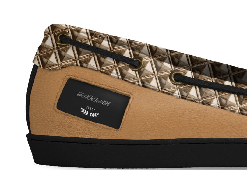 Farrah Collection Tan and Black Signature Low-Top Sneaker detail view