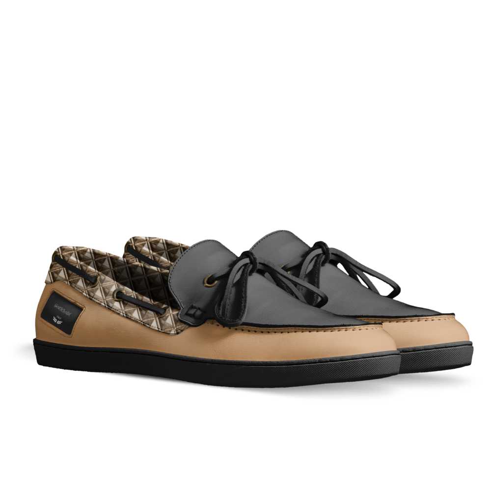 Farrah Collection Tan and Black Signature Low-Top Sneaker quarter view