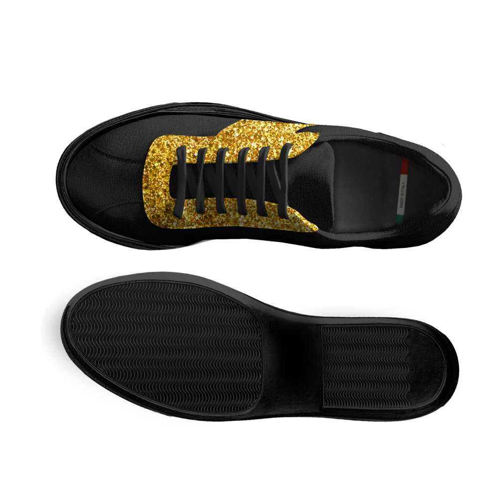 Farrah Collection black and gold signature sneaker top and bottom