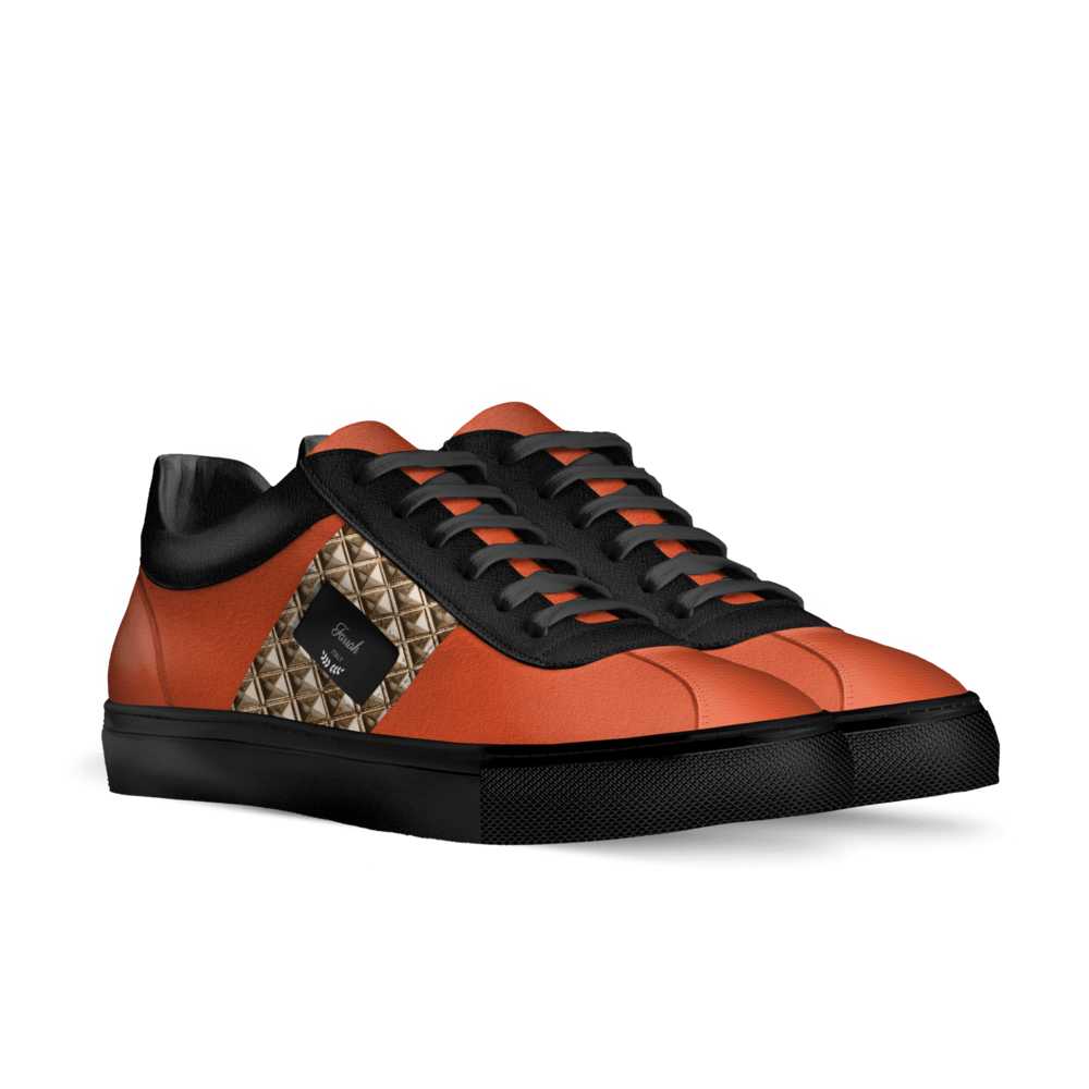 Farrah Collection Orange and Black Studded Low-Top Sneaker
