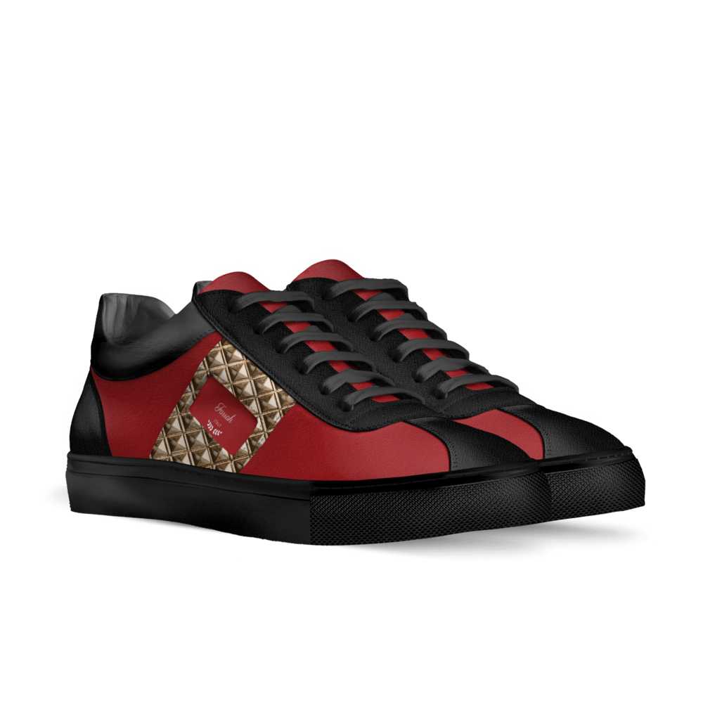 Farrah Collection Red and Black Embossed Low-Top Sneaker