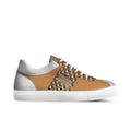 Farrah Collection Tan and White Studded Low-Top Sneaker